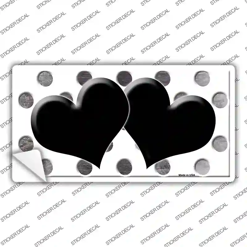 Black White Dots Hearts Oil Rubbed Novelty Sticker Decal