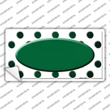 Green White Dots Oval Oil Rubbed Novelty Sticker Decal