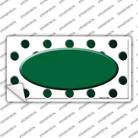Green White Dots Oval Oil Rubbed Novelty Sticker Decal