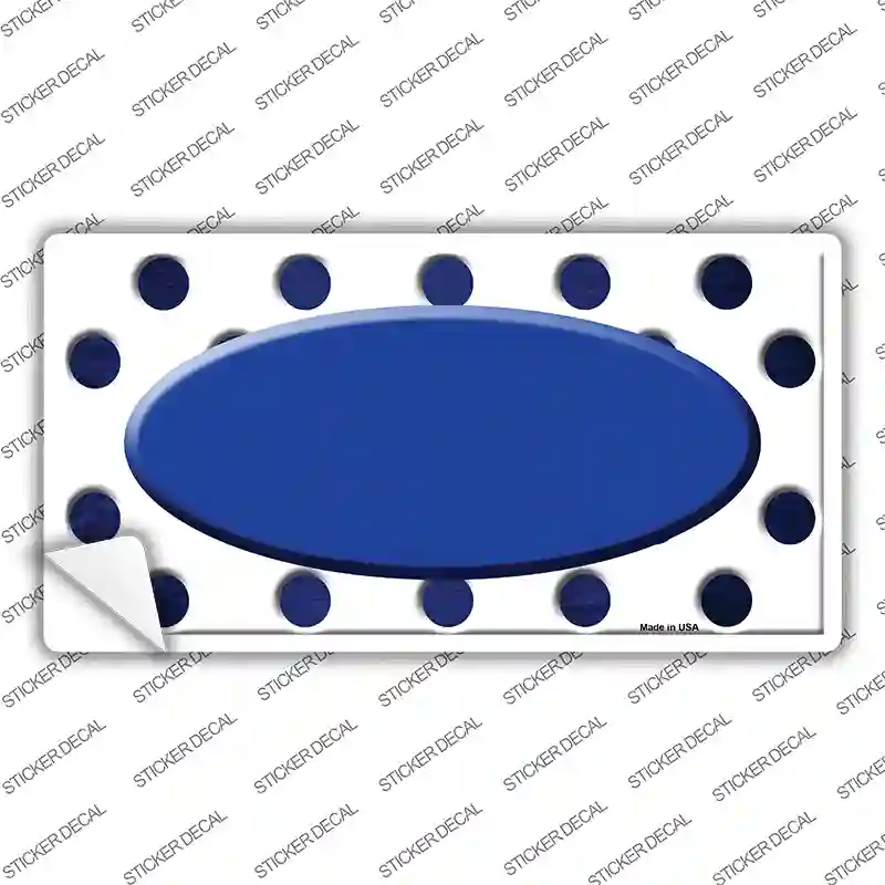 Blue White Dots Oval Oil Rubbed Novelty Sticker Decal