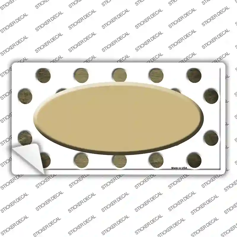 Gold White Dots Oval Oil Rubbed Novelty Sticker Decal