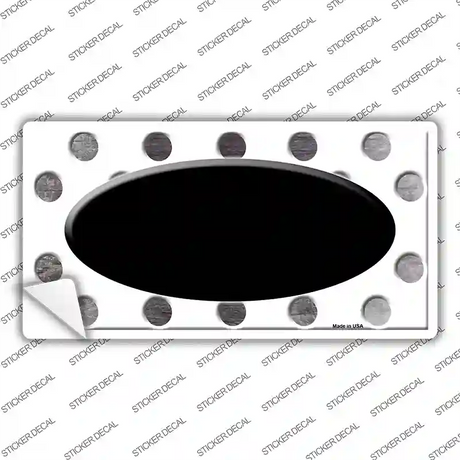 Black White Dots Oval Oil Rubbed Novelty Sticker Decal