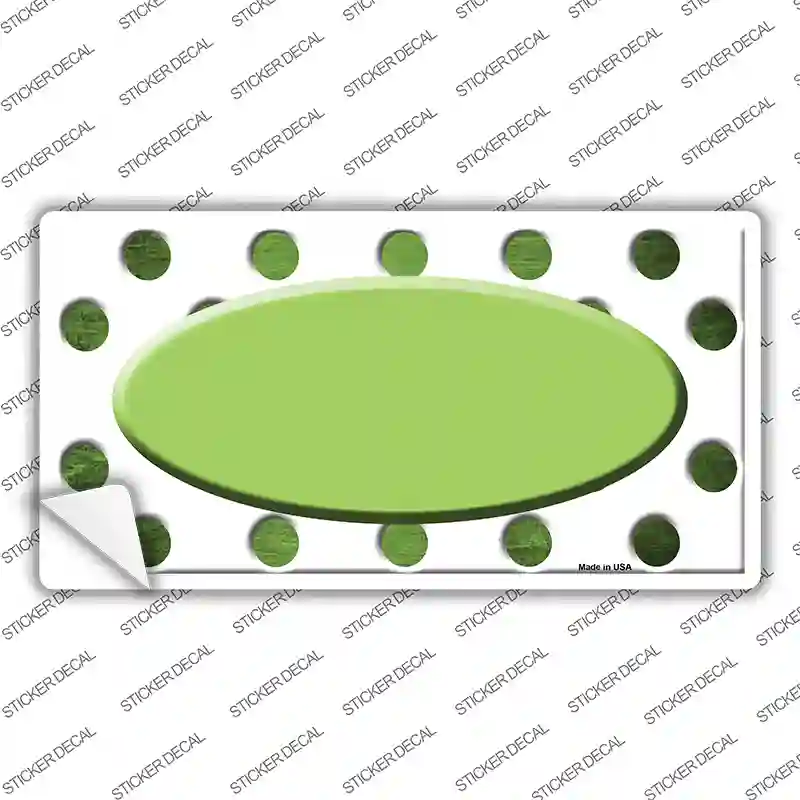 Lime Green White Dots Oval Oil Rubbed Novelty Sticker Decal