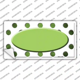 Lime Green White Dots Oval Oil Rubbed Novelty Sticker Decal