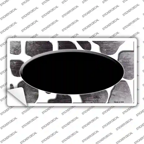 Black White Oval Giraffe Oil Rubbed Novelty Sticker Decal