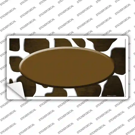 Brown White Oval Giraffe Oil Rubbed Novelty Sticker Decal