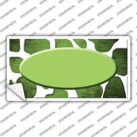 Lime Green White Oval Giraffe Oil Rubbed Novelty Sticker Decal