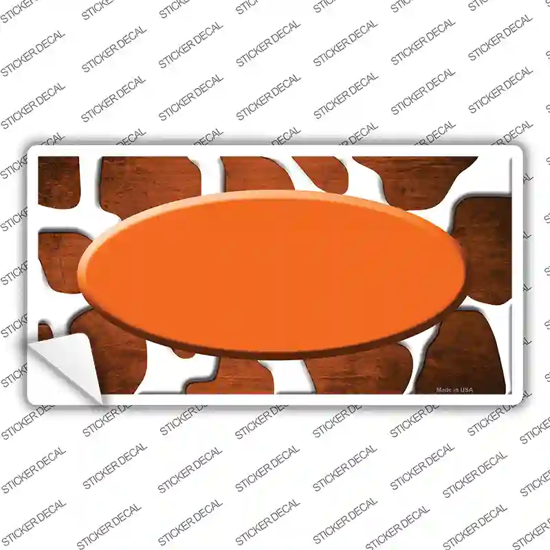 Orange White Oval Giraffe Oil Rubbed Novelty Sticker Decal