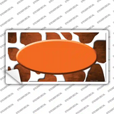 Orange White Oval Giraffe Oil Rubbed Novelty Sticker Decal