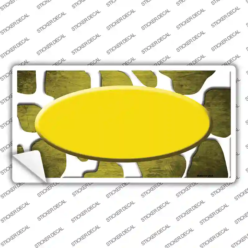 Yellow White Oval Giraffe Oil Rubbed Novelty Sticker Decal
