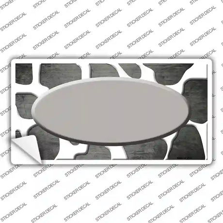 Gray White Oval Giraffe Oil Rubbed Novelty Sticker Decal