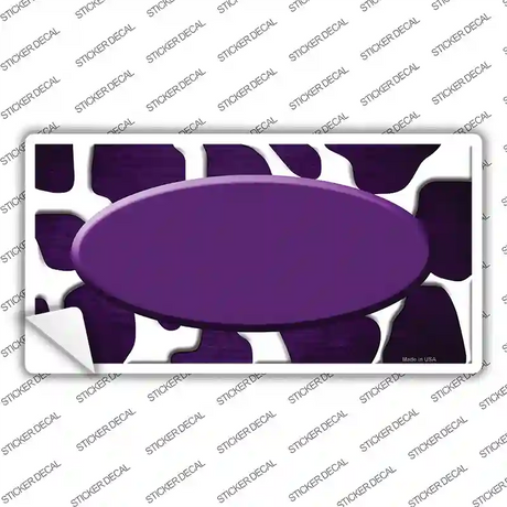 Purple White Oval Giraffe Oil Rubbed Novelty Sticker Decal