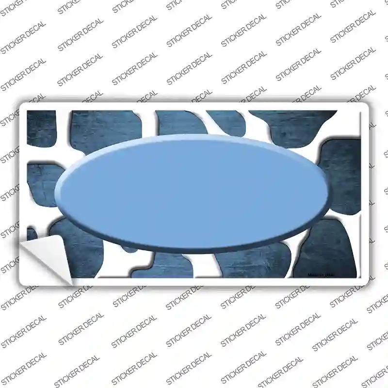 Light Blue White Oval Giraffe Oil Rubbed Novelty Sticker Decal
