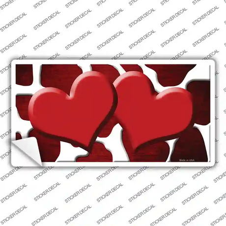 Red White Hearts Giraffe Oil Rubbed Novelty Sticker Decal