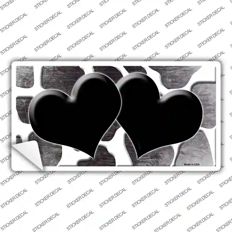 Black White Hearts Giraffe Oil Rubbed Novelty Sticker Decal