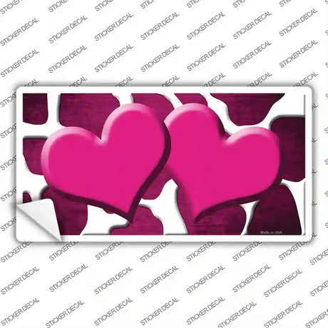 Pink White Hearts Giraffe Oil Rubbed Novelty Sticker Decal
