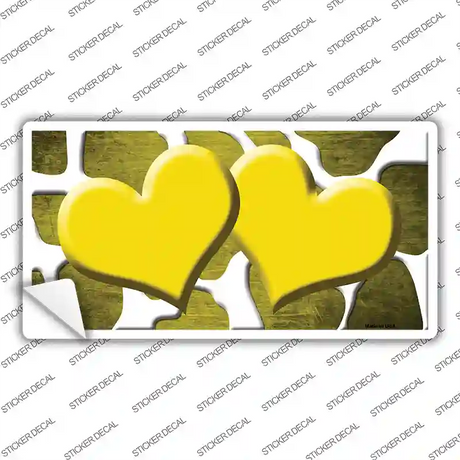 Yellow White Hearts Giraffe Oil Rubbed Novelty Sticker Decal