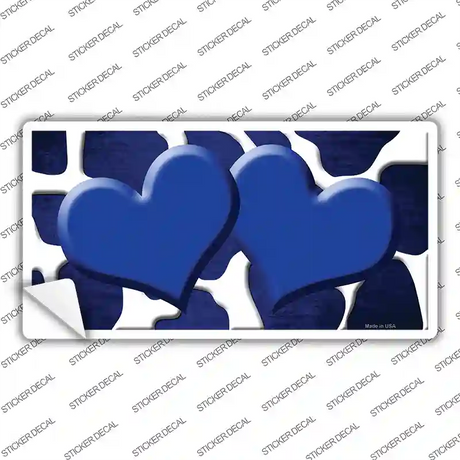 Blue White Hearts Giraffe Oil Rubbed Novelty Sticker Decal
