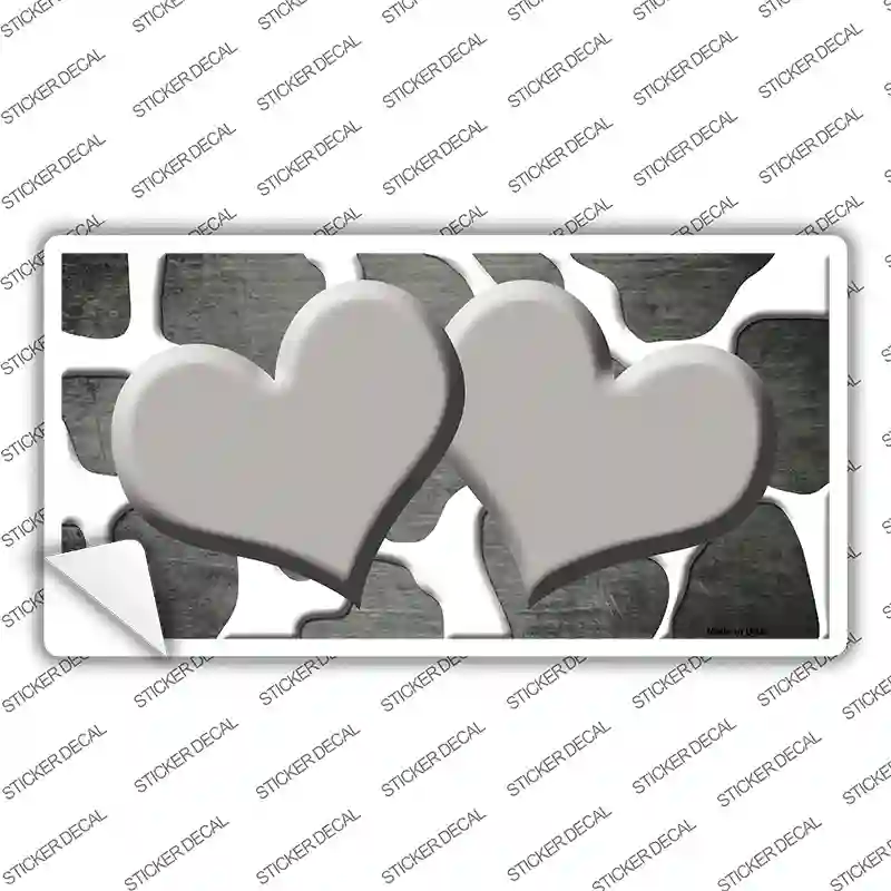 Gray White Hearts Giraffe Oil Rubbed Novelty Sticker Decal