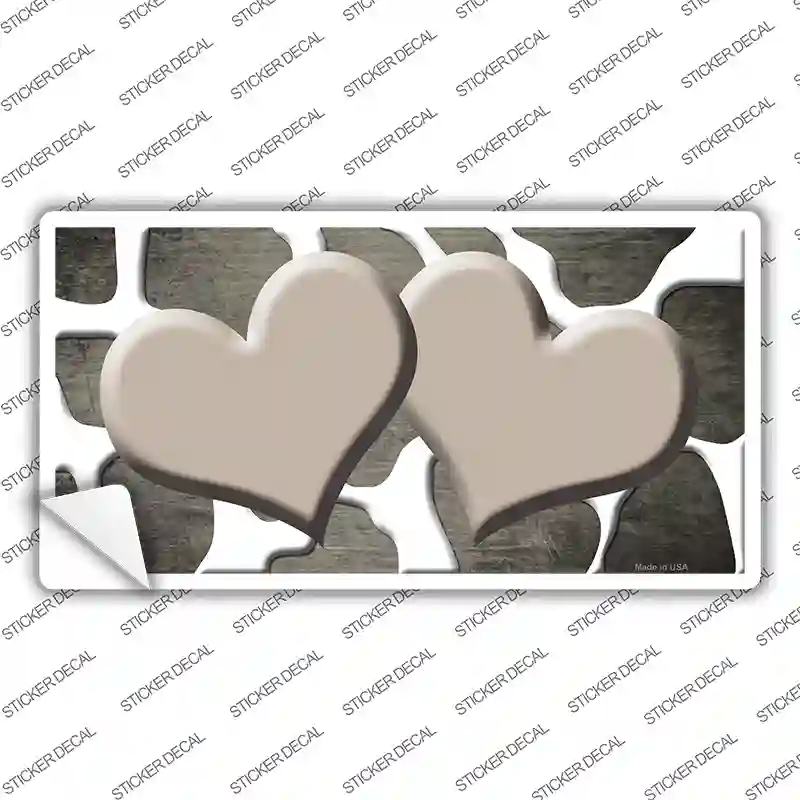 Tan White Hearts Giraffe Oil Rubbed Novelty Sticker Decal