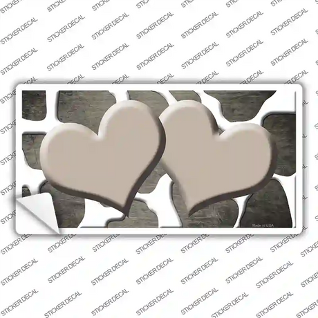 Tan White Hearts Giraffe Oil Rubbed Novelty Sticker Decal
