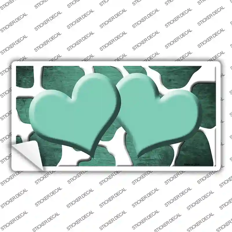 Mint White Hearts Giraffe Oil Rubbed Novelty Sticker Decal