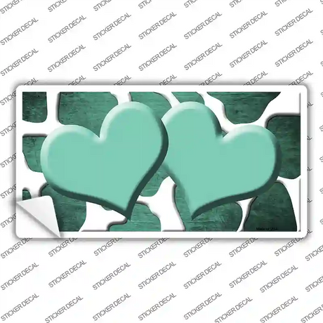 Mint White Hearts Giraffe Oil Rubbed Novelty Sticker Decal