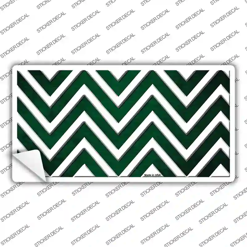 Green White Chevron Oil Rubbed Novelty Sticker Decal