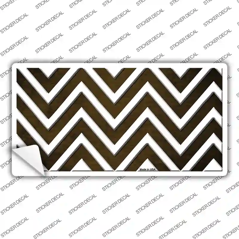 Brown White Chevron Oil Rubbed Novelty Sticker Decal
