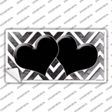 Black White Hearts Chevron Oil Rubbed Novelty Sticker Decal