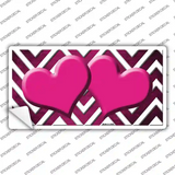 Pink White Hearts Chevron Oil Rubbed Novelty Sticker Decal