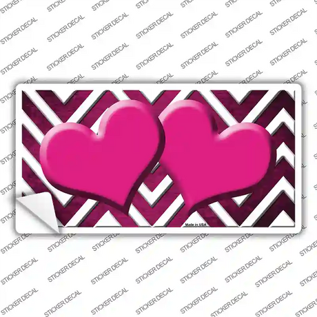Pink White Hearts Chevron Oil Rubbed Novelty Sticker Decal