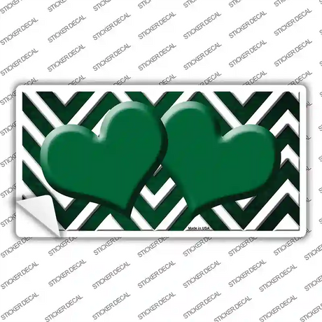 Green White Hearts Chevron Oil Rubbed Novelty Sticker Decal