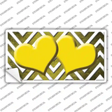 Yellow White Hearts Chevron Oil Rubbed Novelty Sticker Decal