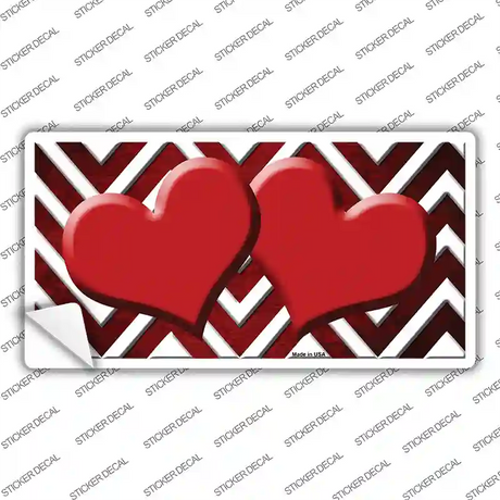 Red White Hearts Chevron Oil Rubbed Novelty Sticker Decal