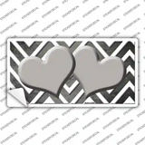 Gray White Hearts Chevron Oil Rubbed Novelty Sticker Decal