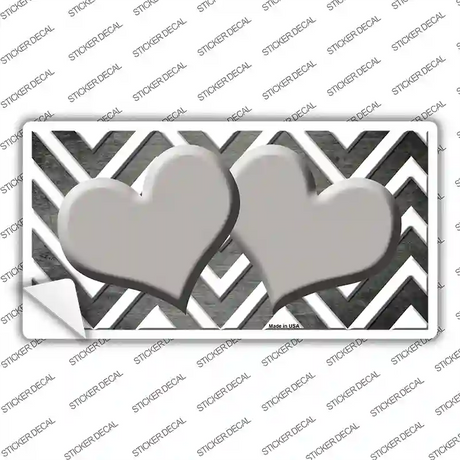 Gray White Hearts Chevron Oil Rubbed Novelty Sticker Decal