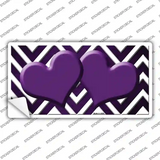 Purple White Hearts Chevron Oil Rubbed Novelty Sticker Decal