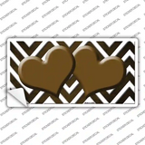 Brown White Hearts Chevron Oil Rubbed Novelty Sticker Decal