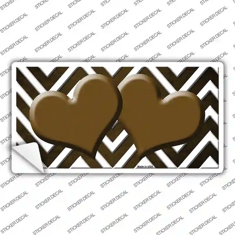 Brown White Hearts Chevron Oil Rubbed Novelty Sticker Decal