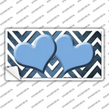 Light Blue White Hearts Chevron Oil Rubbed Novelty Sticker Decal