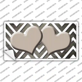 Tan White Hearts Chevron Oil Rubbed Novelty Sticker Decal