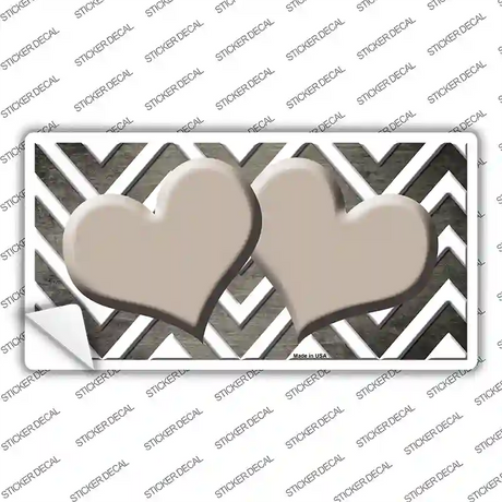 Tan White Hearts Chevron Oil Rubbed Novelty Sticker Decal