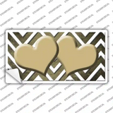 Gold White Hearts Chevron Oil Rubbed Novelty Sticker Decal