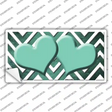 Mint White Hearts Chevron Oil Rubbed Novelty Sticker Decal