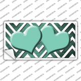 Mint White Hearts Chevron Oil Rubbed Novelty Sticker Decal