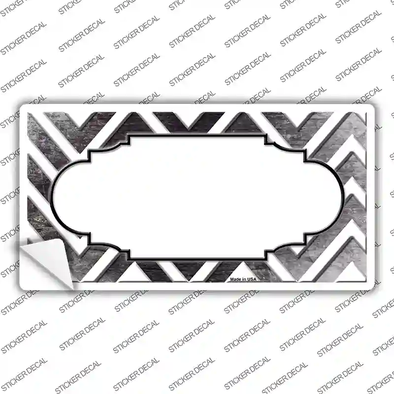 Black White Chevron Scallop Oil Rubbed Novelty Sticker Decal
