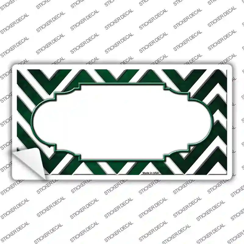 Green White Chevron Scallop Oil Rubbed Novelty Sticker Decal