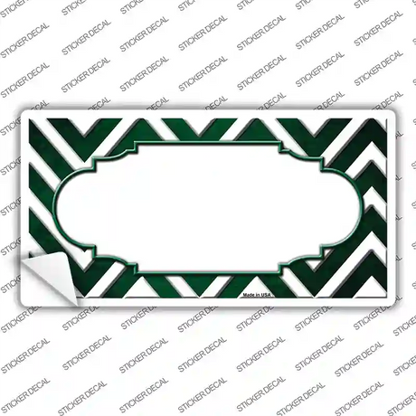 Green White Chevron Scallop Oil Rubbed Novelty Sticker Decal