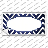 Blue White Chevron Scallop Oil Rubbed Novelty Sticker Decal